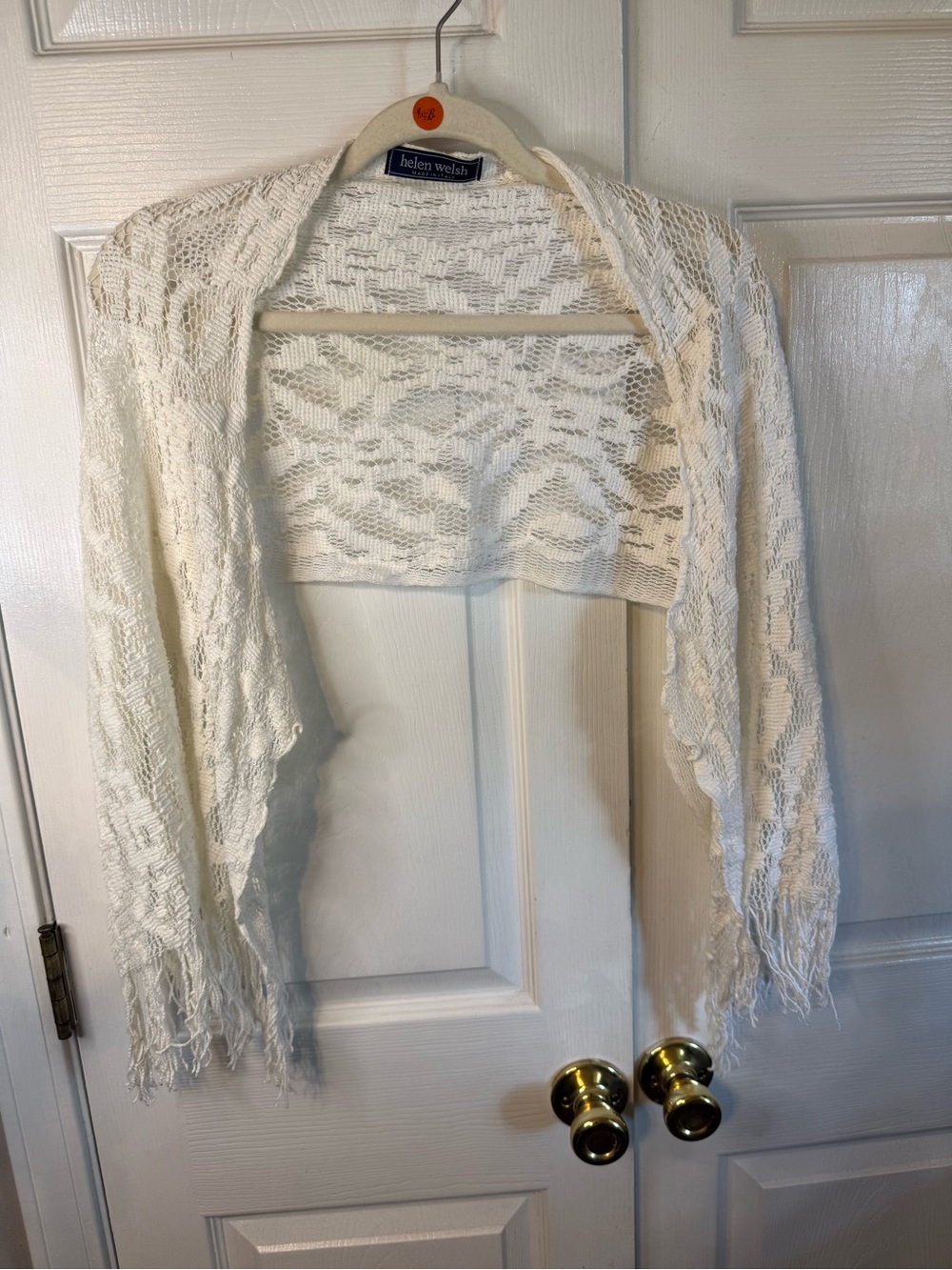 Helen Walsh White Lace Open-Front Bolero Shrug